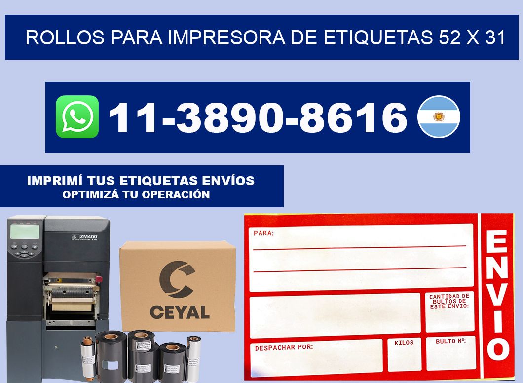rollos para impresora de etiquetas 52 x 31