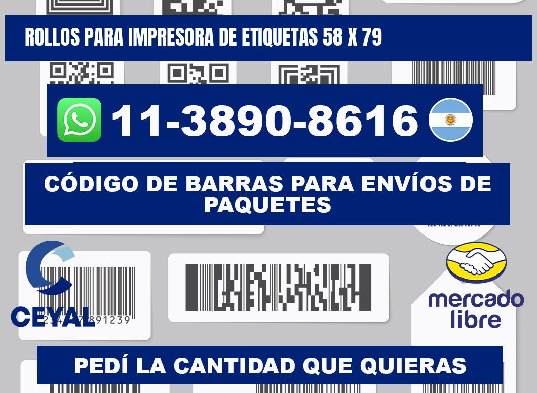 rollos para impresora de etiquetas 58 x 79