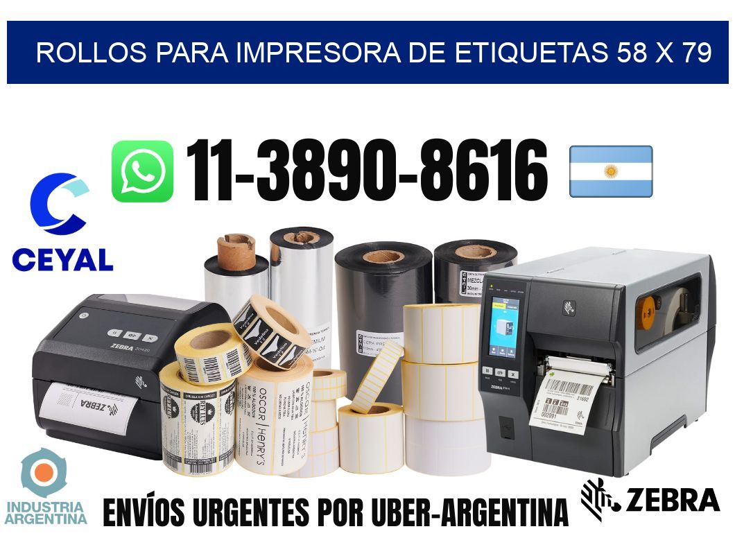 rollos para impresora de etiquetas 58 x 79