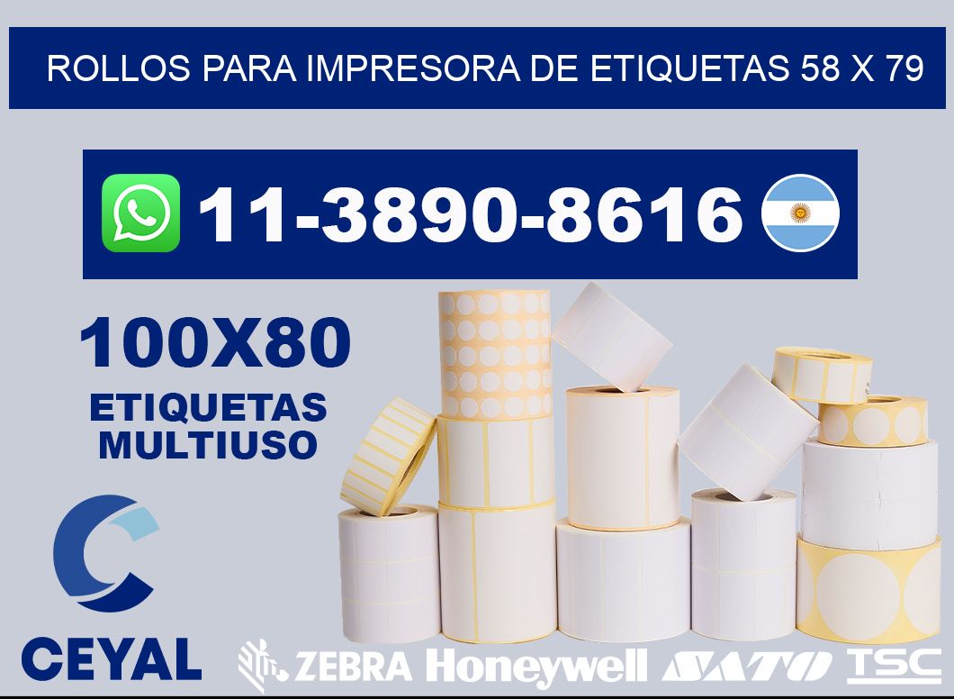 rollos para impresora de etiquetas 58 x 79