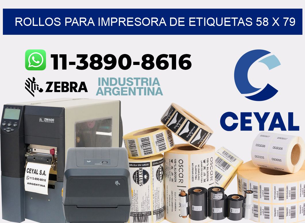 rollos para impresora de etiquetas 58 x 79