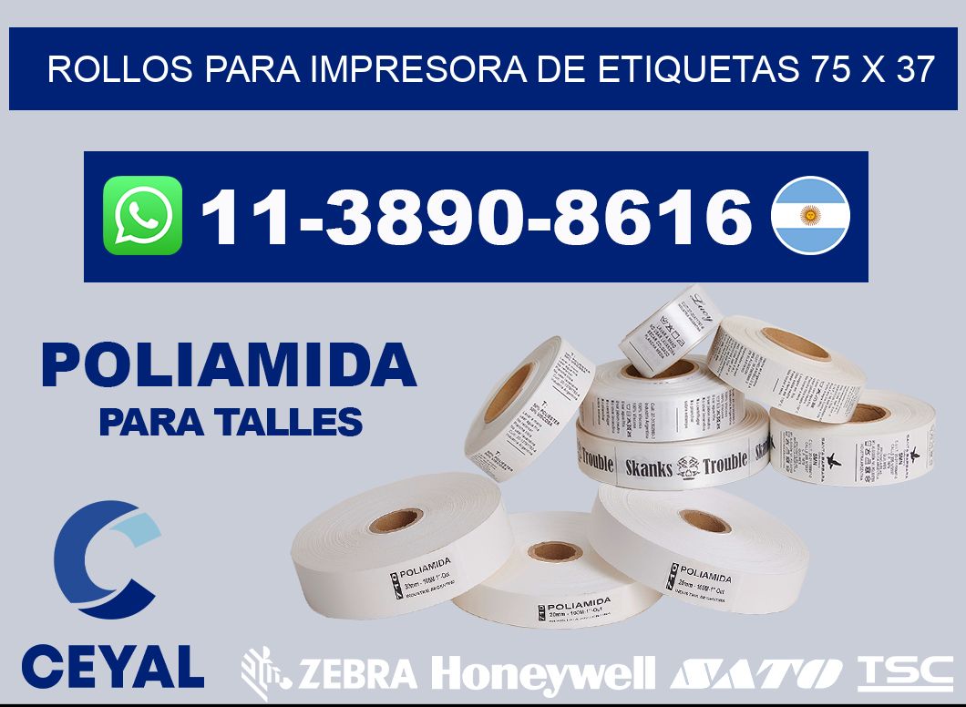 rollos para impresora de etiquetas 75 x 37