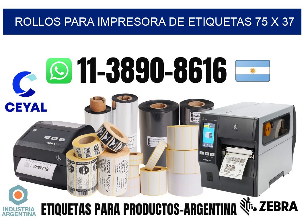 rollos para impresora de etiquetas 75 x 37