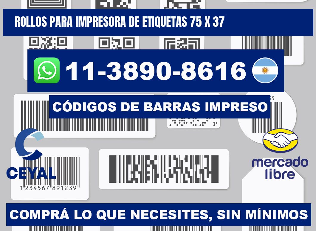 rollos para impresora de etiquetas 75 x 37