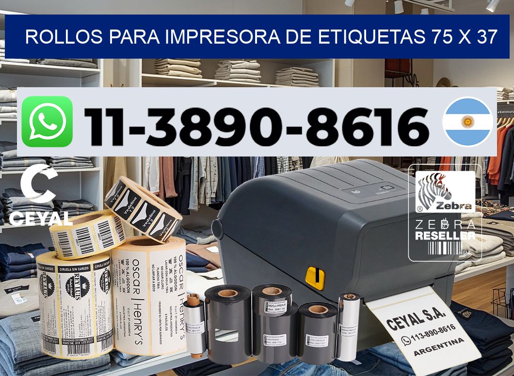 rollos para impresora de etiquetas 75 x 37