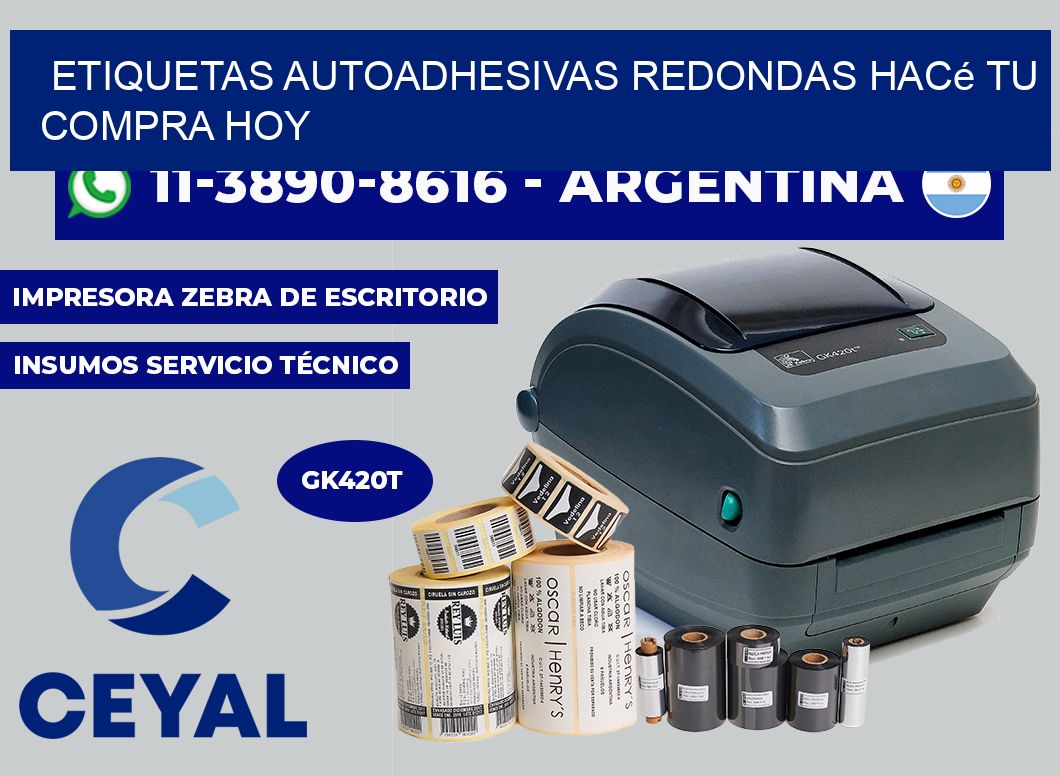 ETIQUETAS AUTOADHESIVAS REDONDAS Hacé tu compra hoy