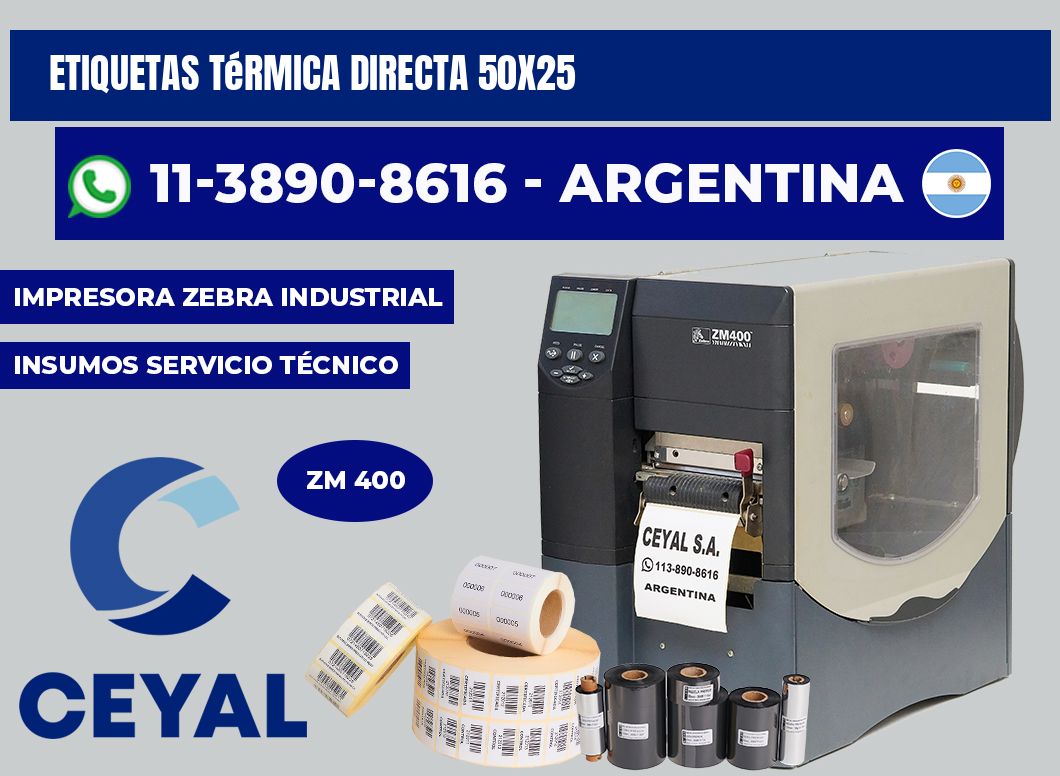 etiquetas térmica directa 50X25