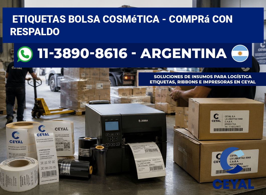 Etiquetas Bolsa cosmética - Comprá con respaldo