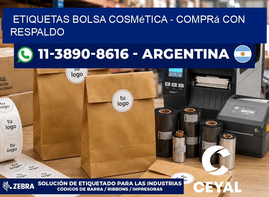 Etiquetas Bolsa cosmética - Comprá con respaldo
