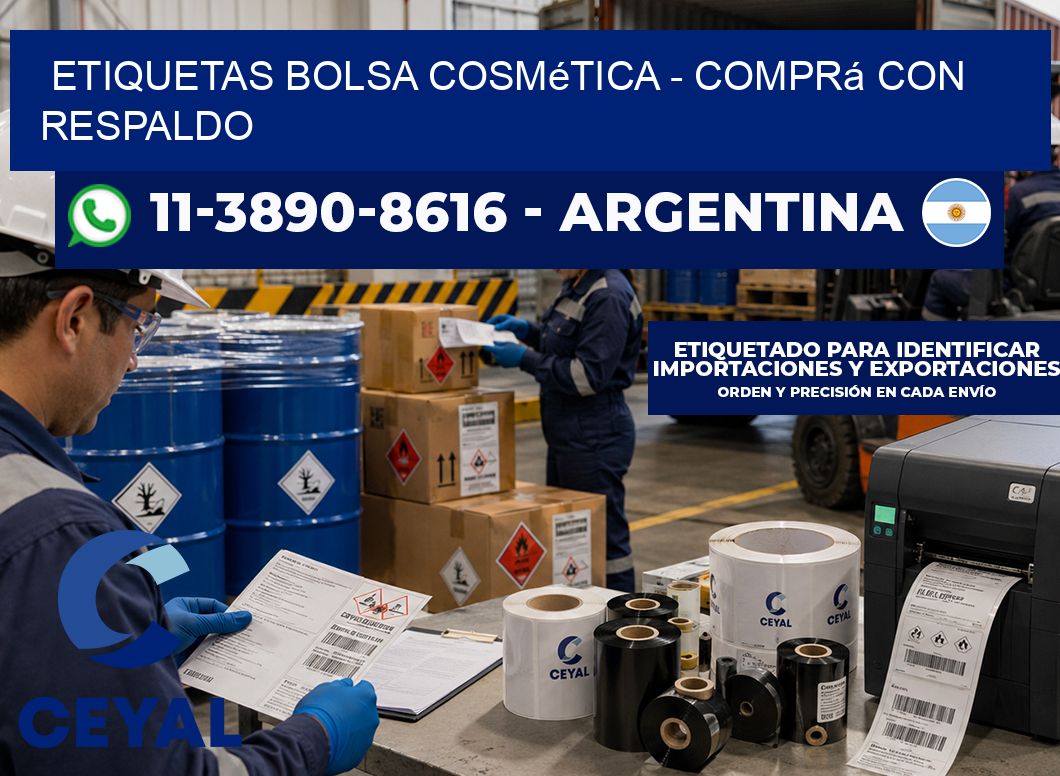 Etiquetas Bolsa cosmética - Comprá con respaldo