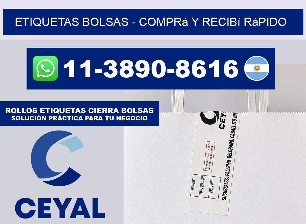 ETIQUETAS BOLSAS - Comprá y recibí rápido