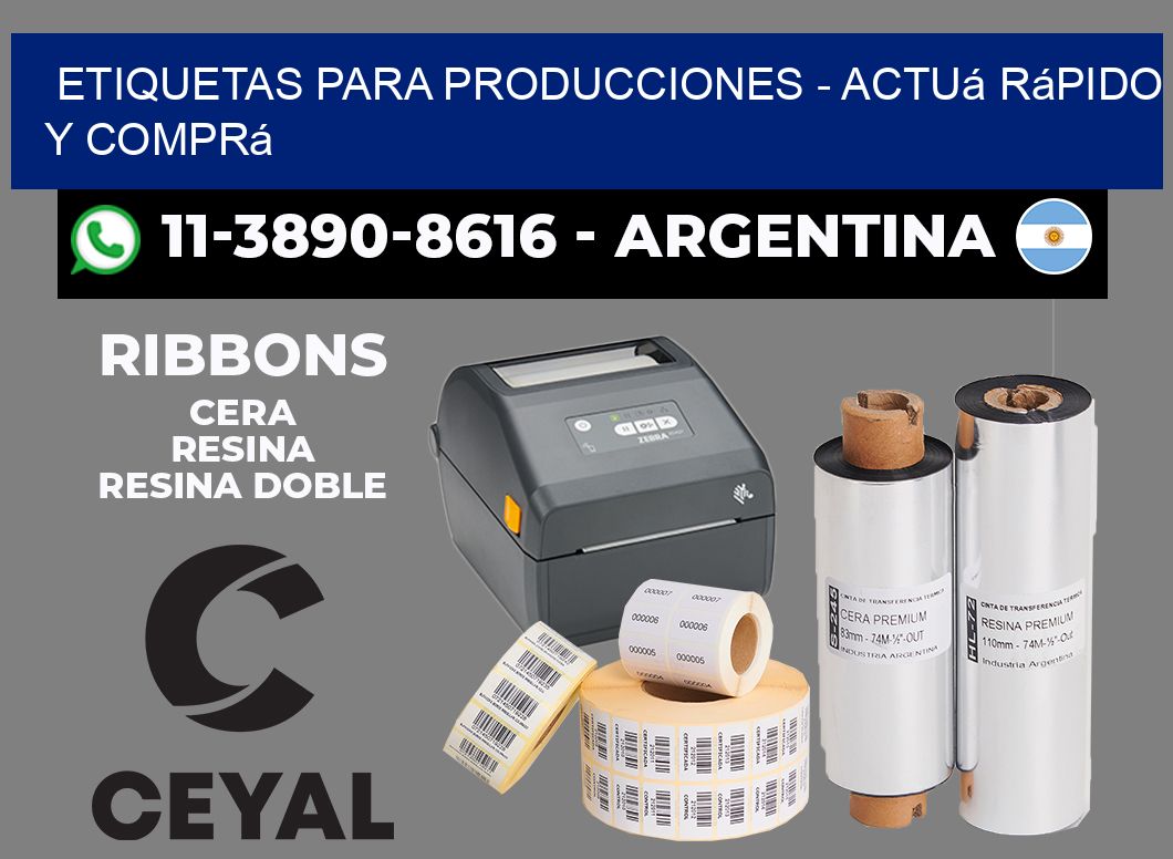 ETIQUETAS PARA PRODUCCIONES - Actuá rápido y comprá