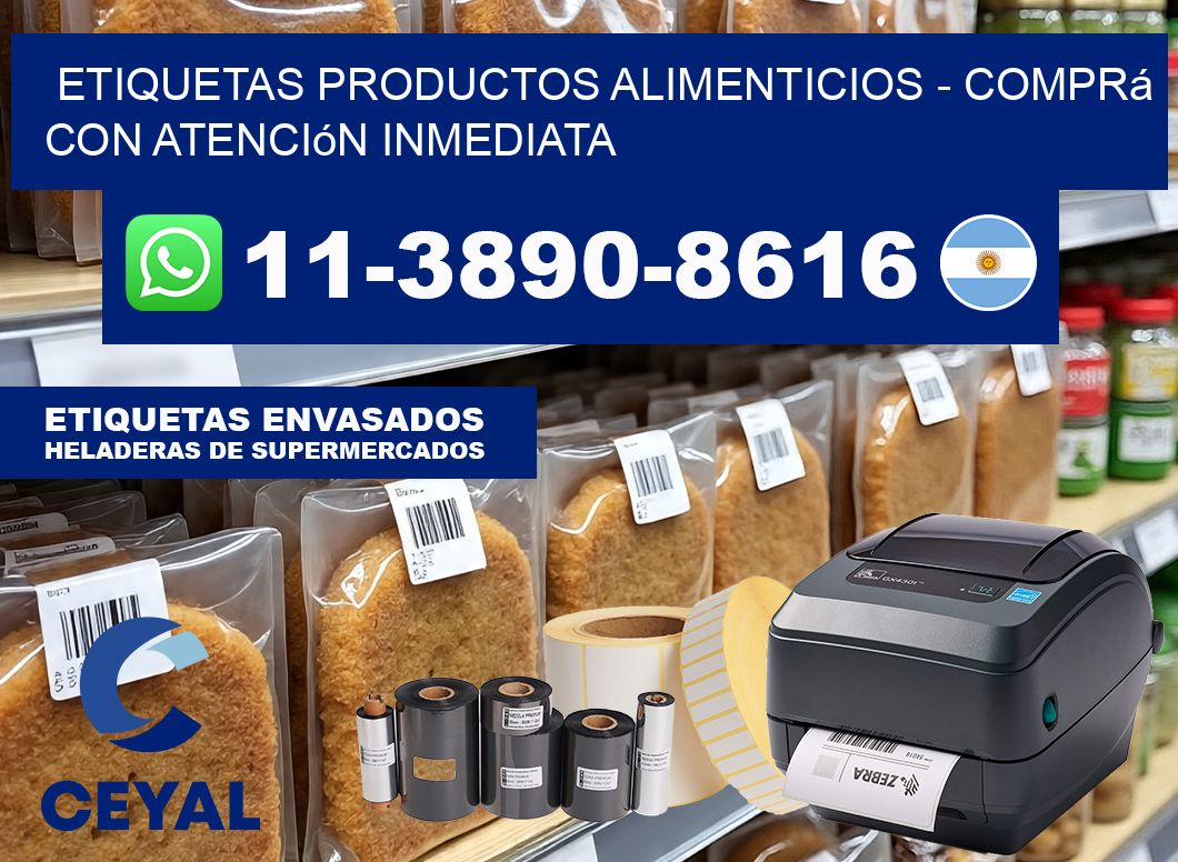 ETIQUETAS PRODUCTOS ALIMENTICIOS – Comprá con atención inmediata