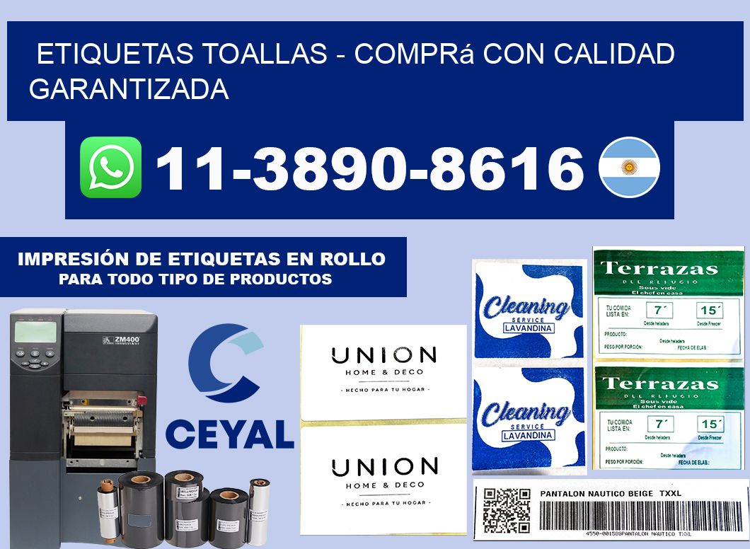 Etiquetas Toallas - Comprá con calidad garantizada