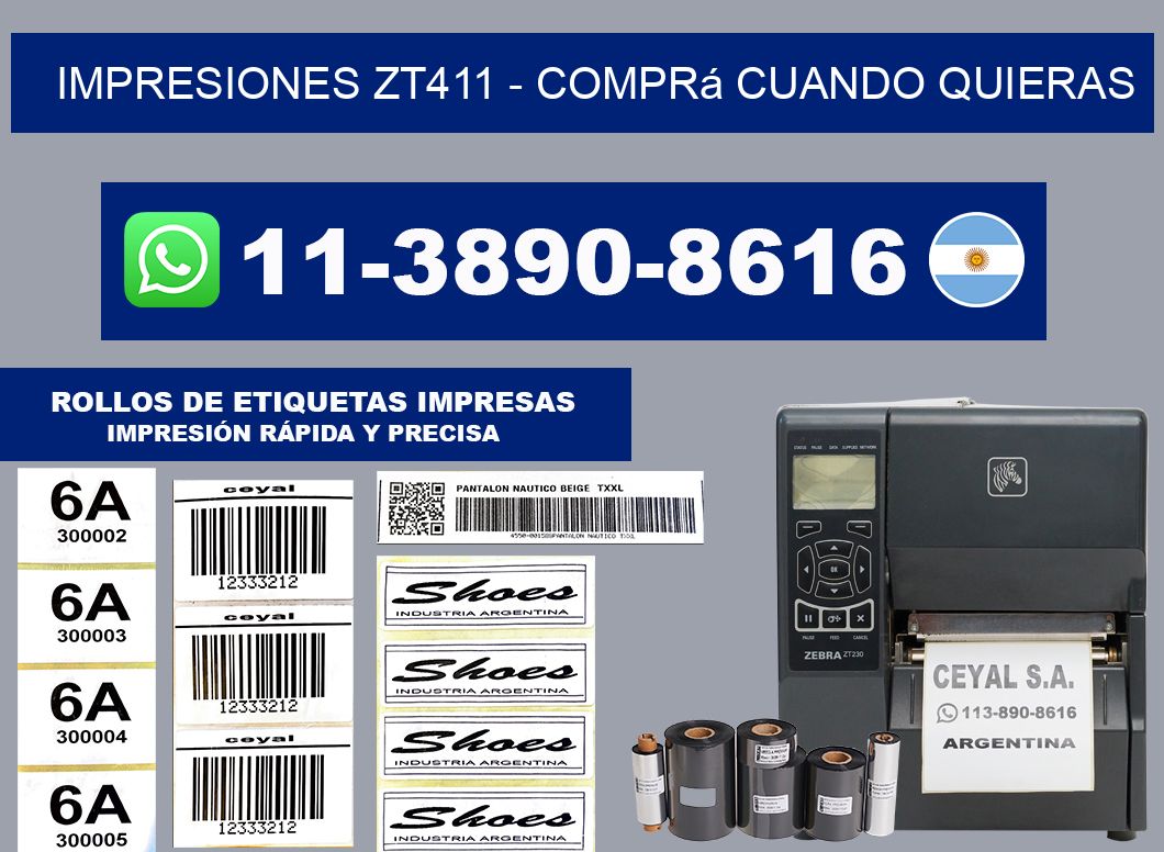 Impresiones ZT411 - Comprá cuando quieras